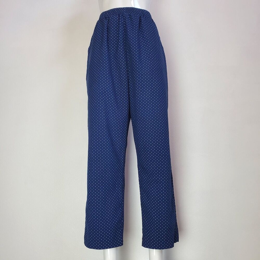 Vintage 80s Carriage Court Navy Polkadot Pants